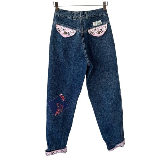 Vintage 90s Guess Acid Wash high Rise Patchwork Straight Leg Jeans 1 - Picture 2 of 10